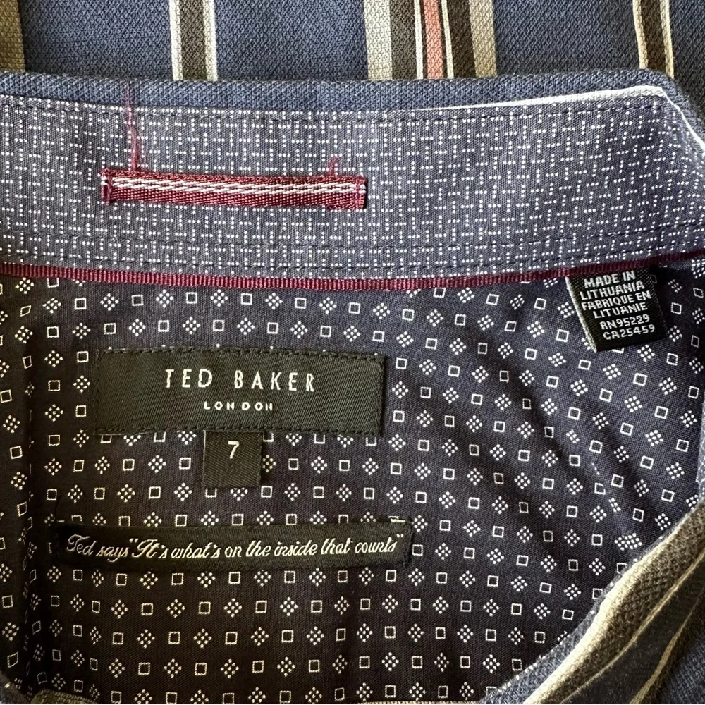Ted Baker London Men’s Short Sleeves Button Down Shirt Blue Size 7